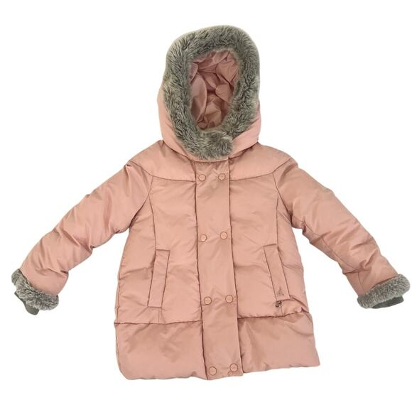 Beanpole Girls Size 6 120 Winter Faux Fur Lined Pink Puffer Jacket READ - Picture 1 of 16